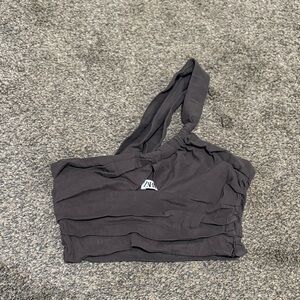 Zara Charcoal One-Shoulder Top